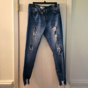 Kancan distressed jeans XL relaxed fitted ankle light 99%cotton 1%spandex